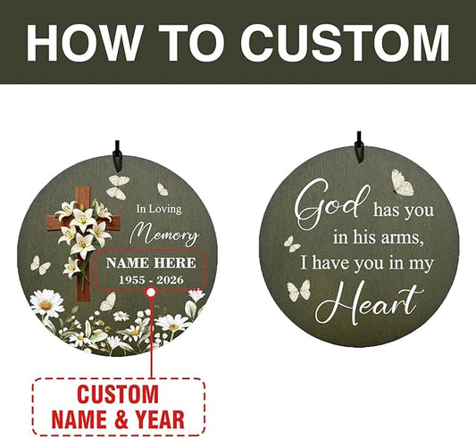 Personalized Wind Chimes, 36inch Custom Sympathy Words for Loss of Loved Dad/Mom, Daisy Memorial Gifts Keepsake, Decorative Wind Chime Outdoor Decor (Produced in USA)