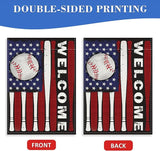 Welcome 4th of July Baseball Patriotic Decorative House Flag, America USA Red White Bat Garden Yard Outside Decoration, American Stars Burlap Outdoor Large Home Decor Double Sided 28 x 40