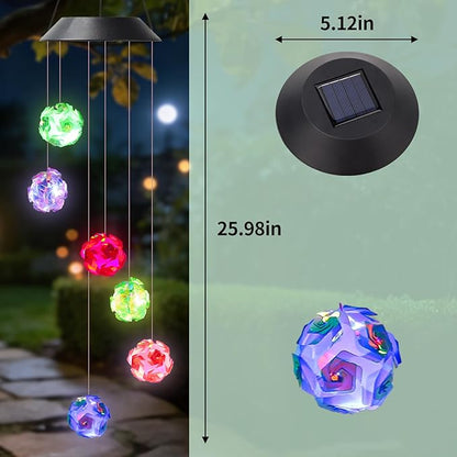 Solar Colorful Ball Wind Chimes for Outside Garden, Patio, Yard – Decor for Festivals/Birthday/Christmas, for Women Mom Home Garden Patio Haing