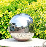 Nerien 8 Inch Gazing Ball, Stainless Steel Garden Mirror Globe, Polished Ornament Sphere, Hollow Floating Reflective Hemisphere, for Home Outdoor Pond Housewarming Swimming Pool Decoration, Silver