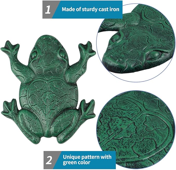 MDLUU 3-Pack Frog Stepping Stone, Cast Iron Frog Art, Decorative Flagstone for Garden Walkway, Flower Bed