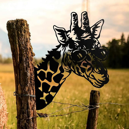 WADORN Giraffe Metal Garden Decor Stakes, Animals Iron Outdoor Tree Silhouette Stake for Tree Yard Garden Patio Metal Art Outdoor Sculpture Decor Gift for Housewarming Home Art Decor