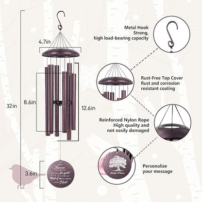 ASTARIN 32 inch Windchimes in Memory of a Loved One, Personalized Name Wind Chimes Memorial, Bereavement Gifts for Loss of Mother, Wind Chimes for Outside Deep Tone, Produced in USA
