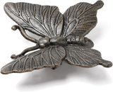 BRASSTAR Cast Iron Butterfly Statue Art Decor for Garden, Lawn, Yard, Patio, Farmhouse, Pond, Backyard, Office Desk Paper Weight Decoration (Black, L)