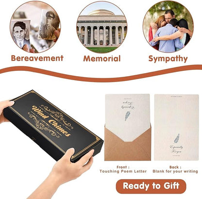 Memorial Wind Chimes for Outside – Sympathy Wind Chimes for Loss of Loved One, Bereavement Gifts for Loss of Dad, Mom, Baby, Brother, or Friend – Outdoor Remembrance Gift in Gold (Round Design)