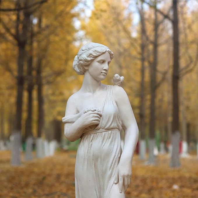 GENUINQ Outdoor Garden Statue Nymph Sculpture Goddess of Greek Mythology Roman Style Outdoor Patio Yard Lawn Porch Decor 32 Inch Ivory