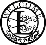 Metal Monogrammed Initial Welcome Sign, Metal Letter Wall Art Decor, Name Sign for Home Porch Front Door Outdoor (L)