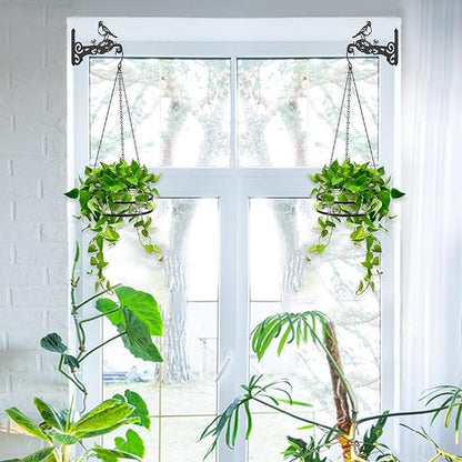 4-Pack Aesthetic Wall Plant Hanger Indoor and Outdoor – 10 Inch Metal Hanging Plant Bracket with Beautiful Bird Pattern – Heavy Duty Plant Hooks for Hanging Plants, Bird Feeder, Wind Chime, Lantern
