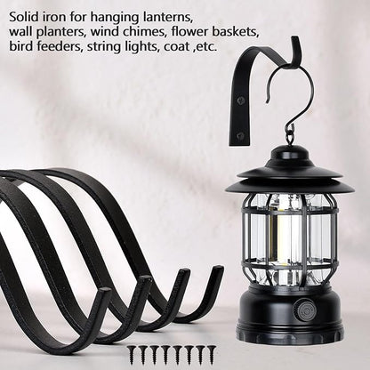 4 Inch Iron Wall Hooks for Plant Hanger Bracket Indoor Outdoor, Wall Mount Rustic Decor for Light, Lanterns Fence, Bird Feeders, Wind Chimes