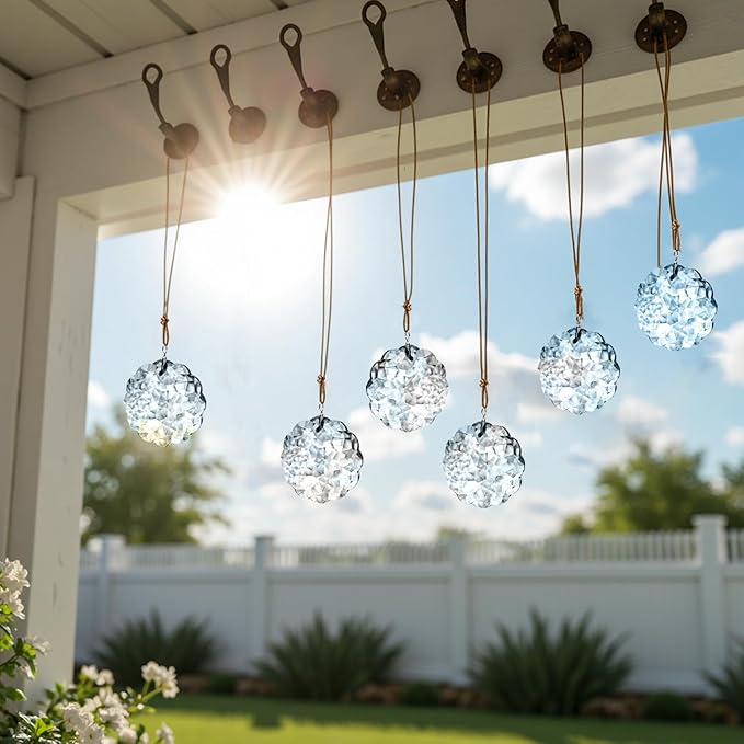 1.8in Clear Crystal Glass Flower Prisms 6pcs Crystal Hanging Ornaments for Window Glass Ornaments for Crafts for Mother's Day Wedding Party Decor
