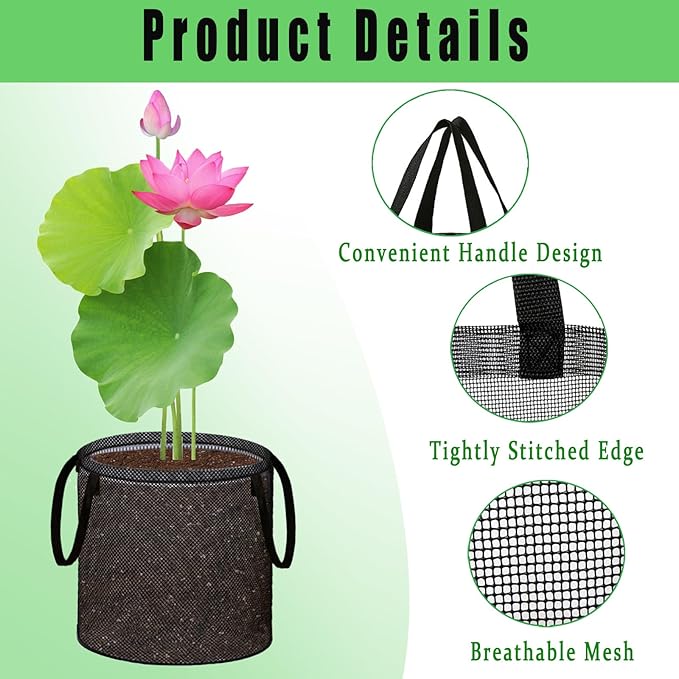 8 Pcs Pond Planting Bags, Mesh Aquatic Pond Lily Planter with Handles Reusable Water Gardens Plant Pots for Aquatic Plants, Marsh Plant Garden Terrestrial Plant (8)