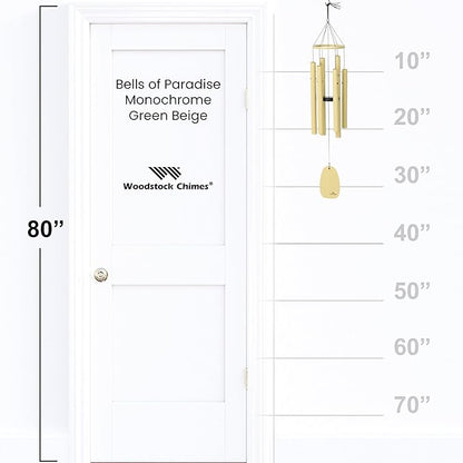 Woodstock Chimes Bells of Paradise Medium 32" Light Yellow Outdoor Memorial Gift, Wind Chimes for Backyard, Porch, Garden Patio Decor, Deep Tone Windchime BPMSG