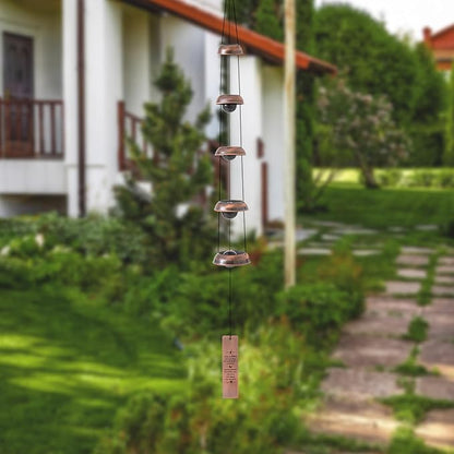 Wonderjune 36'' Memorial Sympathy Wind Chimes for Loss of Loved One Dog Bereavement Gift Idea in Memory, Red Copper Wind Chime with 5 Bells Condolences Basket for Mother Father Pet(Beloved)