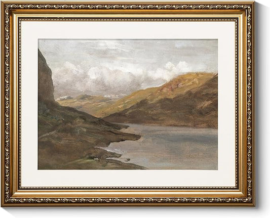 ARPEOTCY Vintage Gold Framed Wall Art, 13x16 inch Nature Seaside Landscape Retro Paintings Canvas Prints Aesthetic Home Wall Decor for Living Room Bedroom Bathroom Antique Pictures Frame Artwork