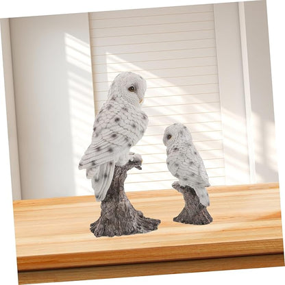 DOITOOL 2PCS Realistic Owl Figurine Weather-Resistant Garden Statues with Fine Detailing for Outdoor Patio Porch Decor and Science Learning