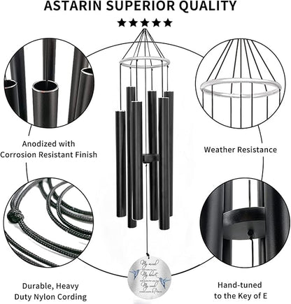 ASTARIN Personalized 30" Bereavement Wind Chimes for Outside, Memorial Gift in Remembrance of a Loved One, Sympathy Gift for Loss of Mother Father Husband, Garden Patio Decor