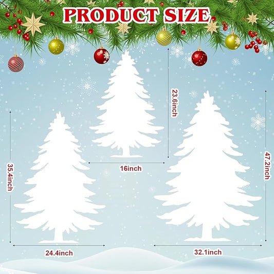 3-Piece Christmas Tree Silhouette Set 47 Inch Christmas Tree Yard Decoration Outdoor Weather-Resistant PVC Xmas Outside Decor for Lawn Garden Pathway Display with 6 Ground Stakes