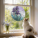 Acrylic Window Hanging, Purple Flowers Romantic Suncatcher for Home Garden Decor, Door Window Decoration, Christmas or Birthday Gifts for Women Family or Friends