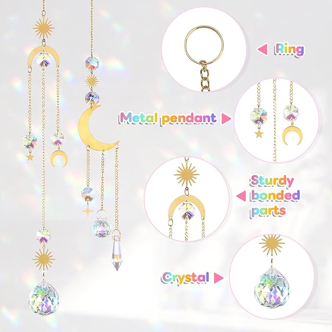LEMESO 2 PCS Colorful Sun Catchers with Hanging Crystal Balls for Indoor Windows Home Garden Party Decor Christmas Wedding Gifts
