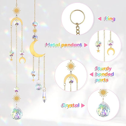 LEMESO 2 PCS Colorful Sun Catchers with Hanging Crystal Balls for Indoor Windows Home Garden Party Decor Christmas Wedding Gifts