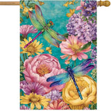 Spring Dragonfly House Flag Burlap 28x40 Inch Double Sided for Outside, Large Yard Flag for Seasonal Outdoor Decoration