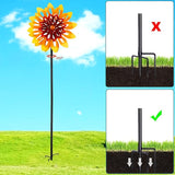 Sunflower Wind Spinners, 360 Degrees Swivel Metal Wind Sculptures, 62" Garden Pinwheels for Yard Lawn Patio Decor