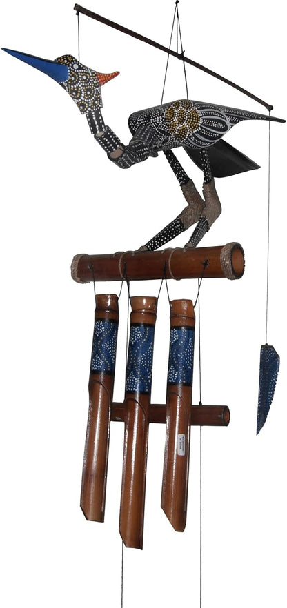 Cohasset Gift & Garden Aurora Bobbing Head Bird Bamboo Wind Chime - Exquisite Handcrafted Outdoor Decor,Gentle Melodic Tones for Zen Garden Eco-Friendly Bamboo&Coconut Wood Animated Movement in Breeze