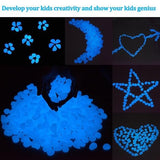 Glow in the Dark Garden Pebbles 150pcs Outdoor Decor Bulk Blue Eden Glow Stones DIY Walkway Driveway Fairy Decoration Luminous Rocks Aquarium Fish Tank Gravels (White in Daytime, Blue in the Dark)