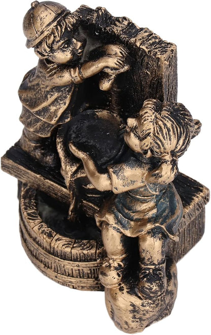 Pwshymi Little Boy Girl Playing Water Statue Standing Sculpture Fountains Outdoor Water Fountains Garden Fountains Outdoor Ornament for Home Decoration Art