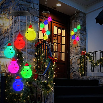 PACETAP Christmas Solar Wind Chimes Outdoor, Color Changing LED Hanging Decor, New Year Garden Decoration for Children/Mom
