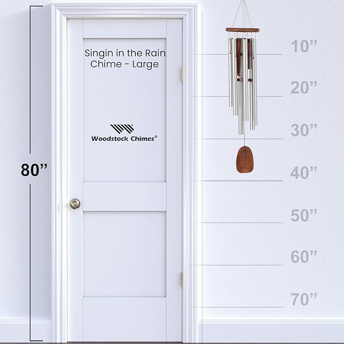 Woodstock Wind Chimes for Outside, Outdoor Decor, Garden and Patio Decor Singing in The Rain Chime, Large (37'') Wind Chime (RAINL)