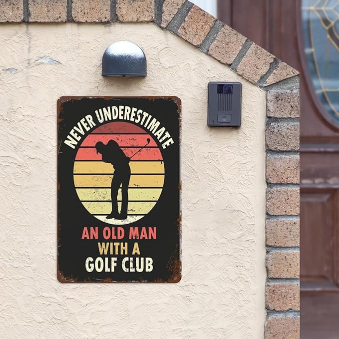 Vintage Metal Tin Signs Golf Never Underestimate an Olds for Home & Garden Decor Retro Wall Art with Inspirational Quotes 8x12 Inches Perfect for Living Room,Patio,Kitchen & Office