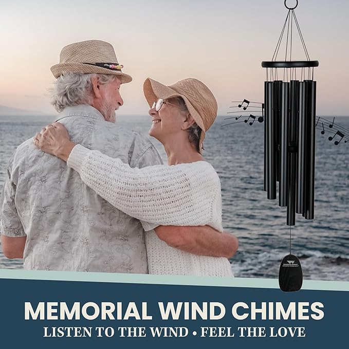 Woodstock Chimes Signature Collection, Gregorian Chimes, Alto (27'') Black, Inspirational and Memorial Wind Chimes for Outdoor, Patio, Home or Garden Décor (GABB)