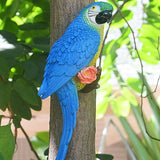 Parrot Decor Outdoor Tiki Bar Decorations for Outside Patio, Large Realistic Parrot Statue for Pool Garden Yard Lawn, Lifelike Hawaiian Tropical Bird Sculpture for Plam Tree Decor(Blue)