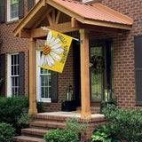 CROWNED BEAUTY Summer House Flag Daisy Double Sided 28x40 Inches Large Burlap Seasonal Welcome Yard Porch Decoration for Outside (Yellow)
