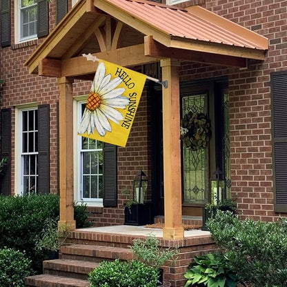 CROWNED BEAUTY Summer House Flag Daisy Double Sided 28x40 Inches Large Burlap Seasonal Welcome Yard Porch Decoration for Outside (Yellow)