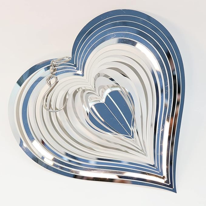 ADOVE Stainless Steel Garden Wind Spinner Hanging Kinetic Wind Sculpture Garden Decor for Indoor Outdoor (Silver 10-inch)