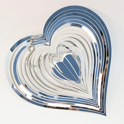 ADOVE Stainless Steel Garden Wind Spinner Hanging Kinetic Wind Sculpture Garden Decor for Indoor Outdoor (Silver 10-inch)