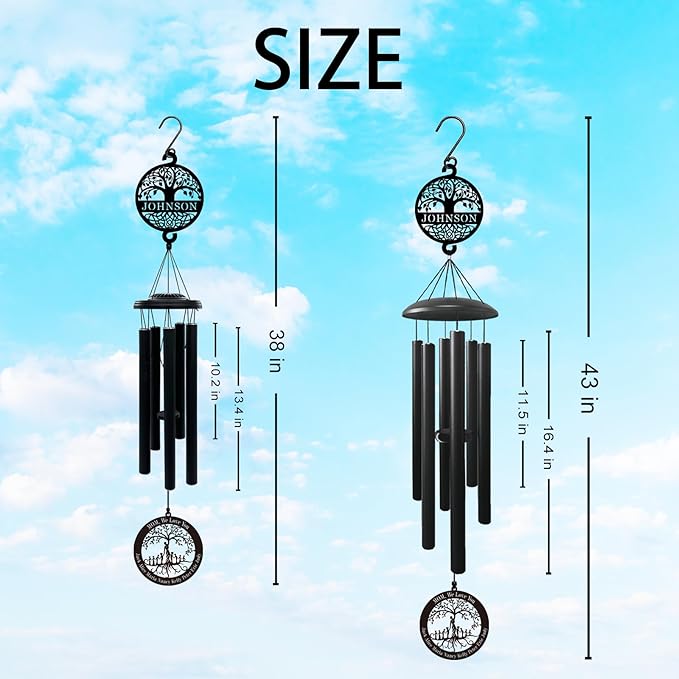 Personalized Wind Chimes for Mother's Day, Customized Wind Chime for Outside, Personalized Gift for Mom,Grandma