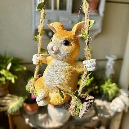 Garden Statues for Outside Yellow Rabbit Outdoor Statue Resin Yard Figurine, 10x7.5x13 cm Garden Décor & Indoor Decoration Durable Outdoor Garden Statues for Yard and Patio Gardening Gifts