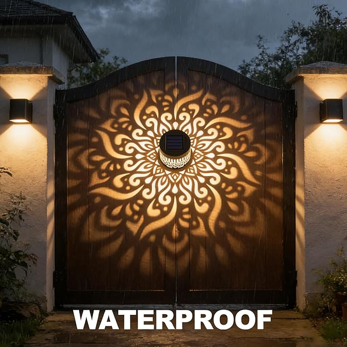 Decorative Solar Mandala Lights, 2026 Upgrade Outdoor Metal Solar Mandala Lights, Waterproof Mandala Theme Fence Light for Garden Backyard Post Patio Yard (1 Pcs)