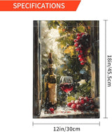 Wine Garden Flag Seasonal Double Sided 12 x 18 Inch Small Yard Flag for Indoor Outdoor Decor Holiday All Seasons