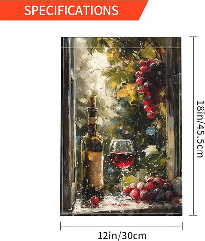 Wine Garden Flag Seasonal Double Sided 12 x 18 Inch Small Yard Flag for Indoor Outdoor Decor Holiday All Seasons
