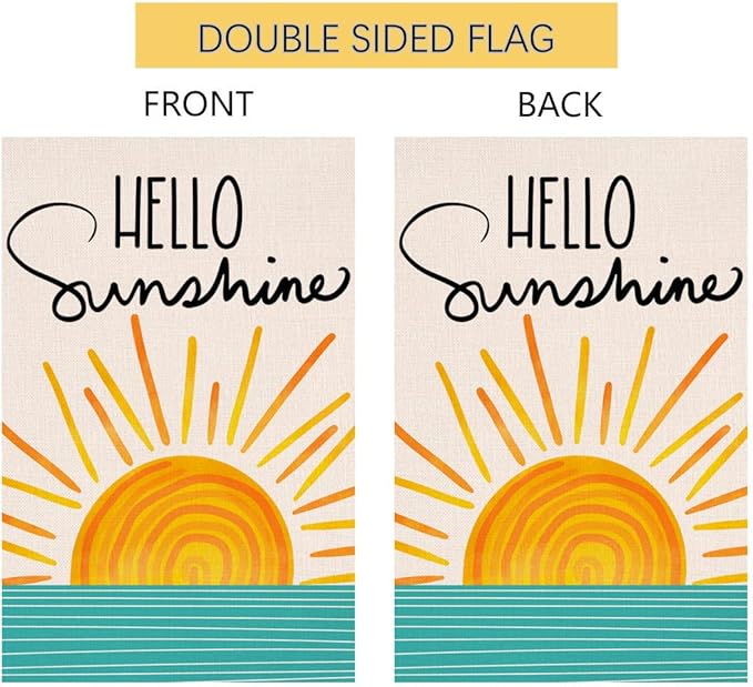 Hello Sunshine Summer Garden Flag 12x18 Vertical Double Sided Farmhouse Holiday Outside Decorations Burlap Yard Flag BW285