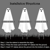 Bunny Chorus Halloween Decorations Outdoor: 3ct Extra Large Scary Ghost Yard Signs with Stakes, Corrugated Plastic, Outside Halloween Decor White Ghost for Kids Home School Yard Lawn Haunted House