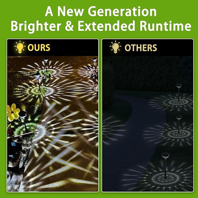 JNOEC 6Pack Solar Pathway Lights Outdoor, Color Changing+8 Fixed Color (Warm White, Cool White, Colored) Solar Lights Outdoor, Bright Solar Powered Garden Light