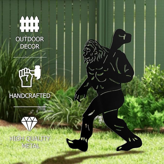 Bigfoot Garden Decor for Outside, Big Foot Silhouette Outdoor Statues, Sasquatch Gardening Gifts for Men/Dad/Women, Metal Yard Art for Lawn, Forests,Outdoor Decorations