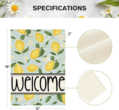 AVOIN colorlife Summer Lemon Garden Flag 12x18 Inch Double Sided Outside, Welcome Seasonal Yard Outdoor Flag