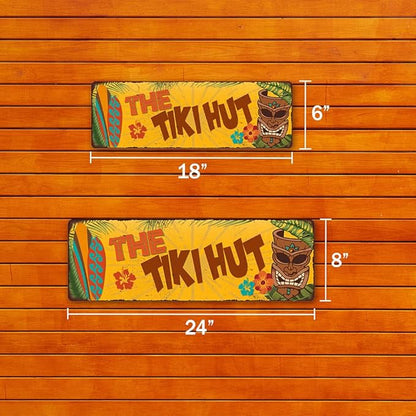 The Tiki Hut Sign Hut Decor Signs Bars Grill Decorations Hawaiian Accessories Patio Beach Surfboard Wall Art Plaque Vintage Tin Gift 6 x 18 Matte Finish Metal 106180091028