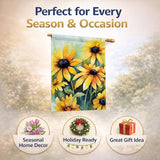 Caroline's Treasures Maryland Black-Eyed Susans in Watercolor House Flag Large Porch Sleeve Pole Decorative Outside Yard Banner Artwork Wall Hanging, Polyester, House Size, Multicolor